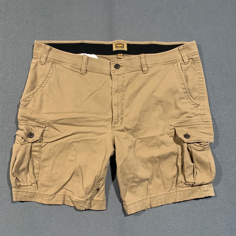 The Foundry Cargo Shorts Mens 48 Khaki Tan Comfort Stretch Utility Workwear